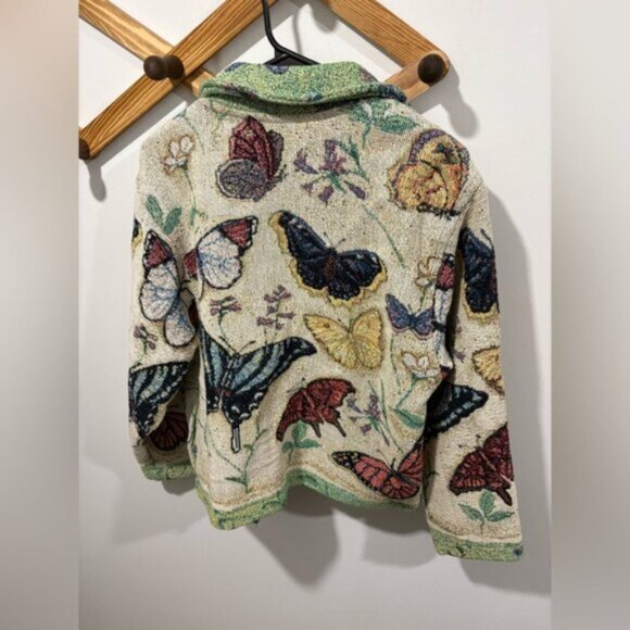 VINTAGE - SCENE WEAVER BUTTERFLY TAPESTRY JACKET - Picture 6 of 7